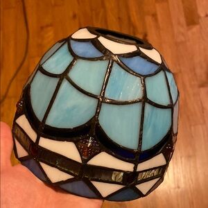 Stained Glass Lamp Shade in Blue and White